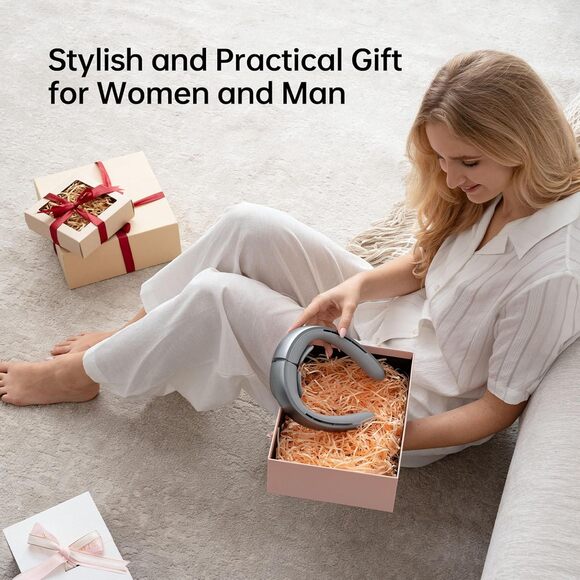 JISULIFE 100 Speeds Portable Neck Fan Bladeless Wearable Cooling Fan 5000mAh LED - Picture 9 of 15